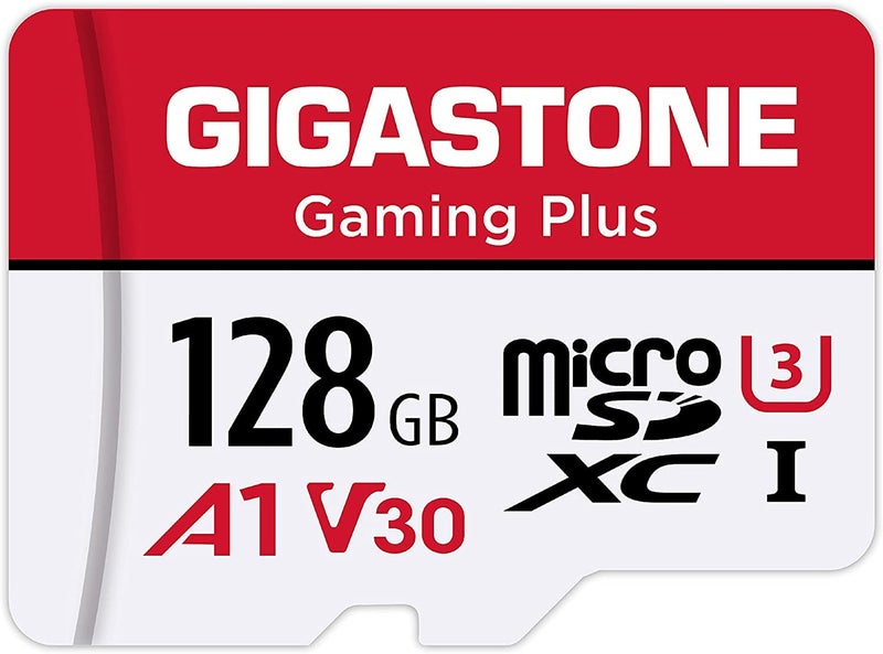 Gigastone [جيغاستون] بطاقة micro SD سعة 128 جيجابايت، جيمينغ بلس، بطاقة ذاكرة MicroSDXC لجهاز نينتندو سويتش 1، وايز، جوبرو، كاميرا داش، كاميرا أمنية، تسجيل فيديو بدقة 4K، UHS-I A1 U3 V30 C10، تصل إلى 100 ميجابايت/ثانية، مع محول - Image 1